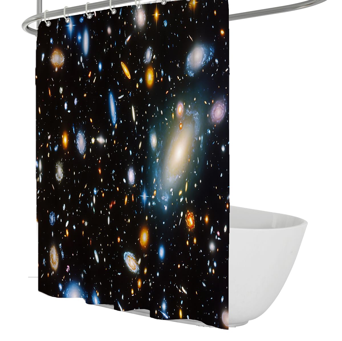 OLLIAR Home Magic Galaxy Shower Curtain Night Starry Sky Stars Fantasy Universe Art Print Waterproof Bath Curtain for Bathroom Decor with Hooks 200x200cm