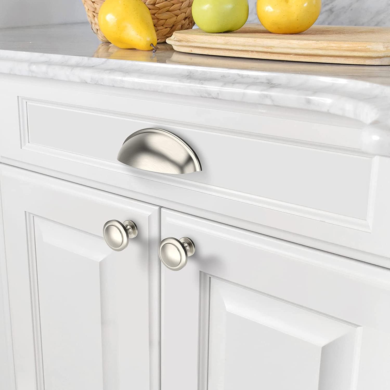 Amerdeco 20 pezzi Pomelli per Mobili Nickel rotto per Mobili da Cucina Pomelli Acciaio Inox per Mobili Rotondo maniglie con vite pomelli per cassetti