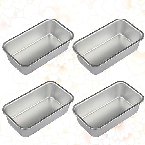 Miniatura 7 de Hemoton Molde de pan antiadherente rectangular de aleación de aluminio, 4 piezas, moldes para pan, tostadas, brownie, herramientas para hornear,