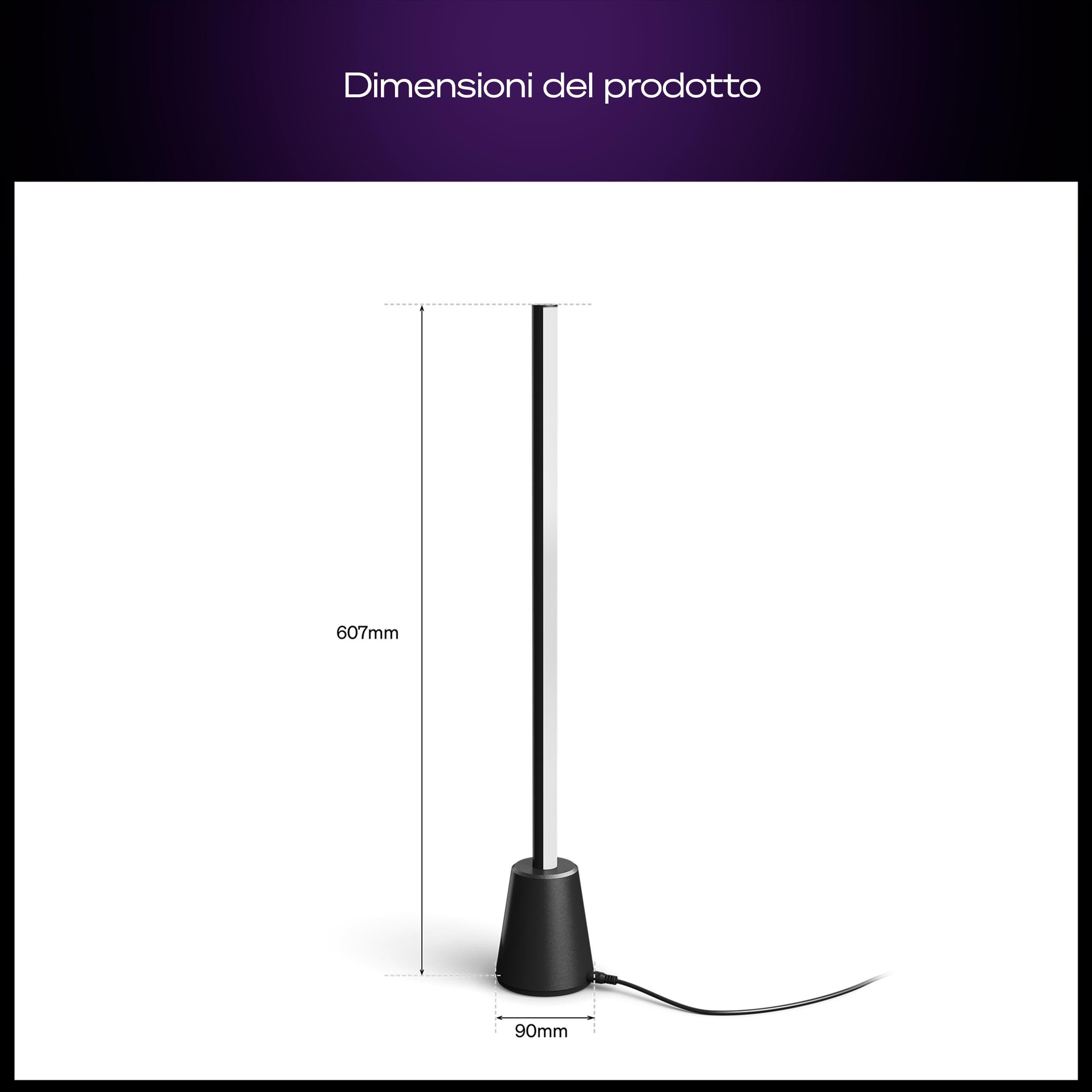 Philips Hue Play, Lampada da tavolo smart LED, 60 cm | Multicolor, RGBWWIC, Barra LED di design, Smart Home, Sincronizzazione TV con Hue Bridge & Sync Box, Compatibile con Alexa
