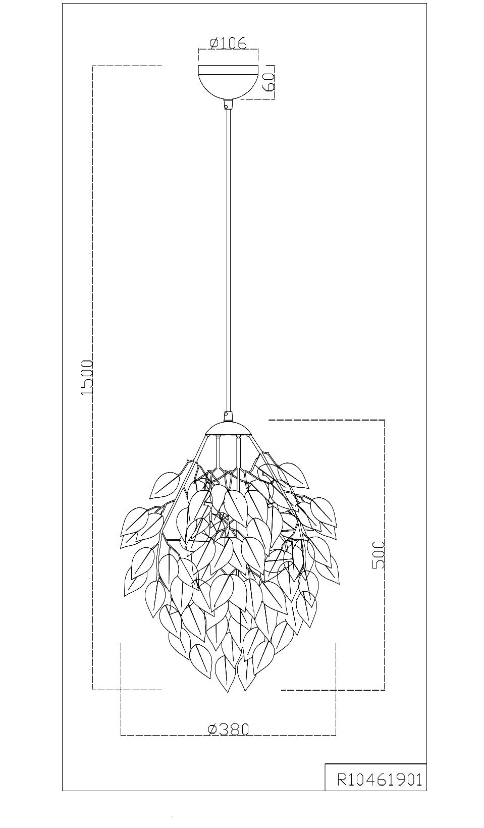 Reality R10461901 Leavy Lampada a Sospensione, 38x38x150 cm, Bianco