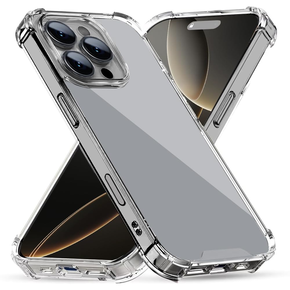 Clear Case for iPhone 16 Pro Max 6.9-Inch, Advanced Airbag Drop Protection,Shockproof TPU Bumper Phone Cover, Anti-Scratch Transparent Back Compatible with iPhone 16 Pro Max (Clear)