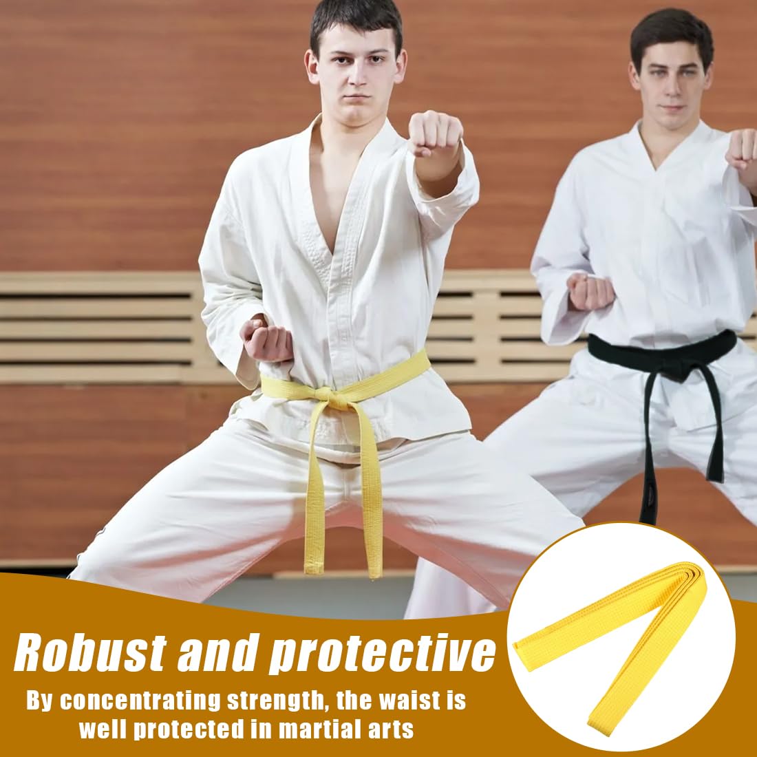 Cinturón de judo y karate de 280 cm, para deportes, artes marciales, cinturones profesionales de taekwondo, cinturón de Aikido, cinturón de tela gruesa para adultos(amarillo)