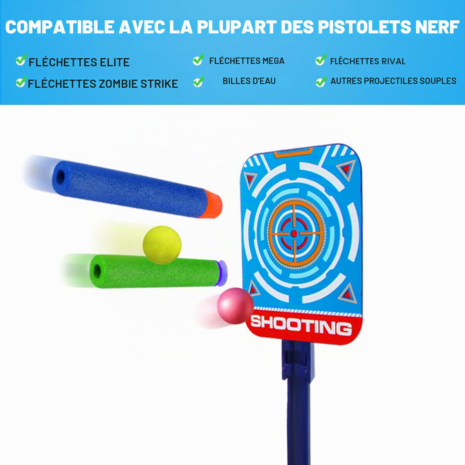 Buoeuik Cible de tir à la cible pour Nerf, cible numérique électrique, 20 fléchettes pour enfants de 3, 4, 5, 6, 7, 8, 9, 10 ans