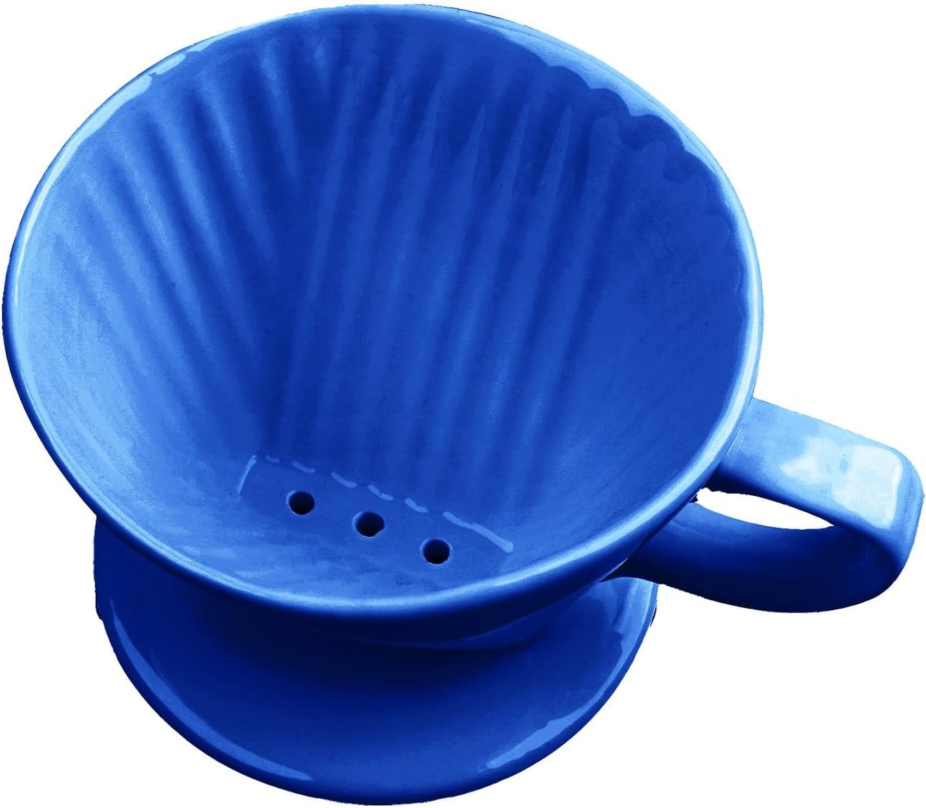 Handmade Pour Over Ceramic Coffee Dripper – Authentic Brewing Experience for Camping, Office, and Home (Blue)