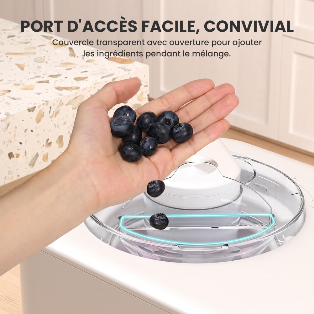 Sorbetiere Turbine a Glace avec Compresseur 1,2L, Sorbetière Electrique Auto-refroidissan, Machine a Glace pour Faire Sorbets/Crème Glacée/Gelato