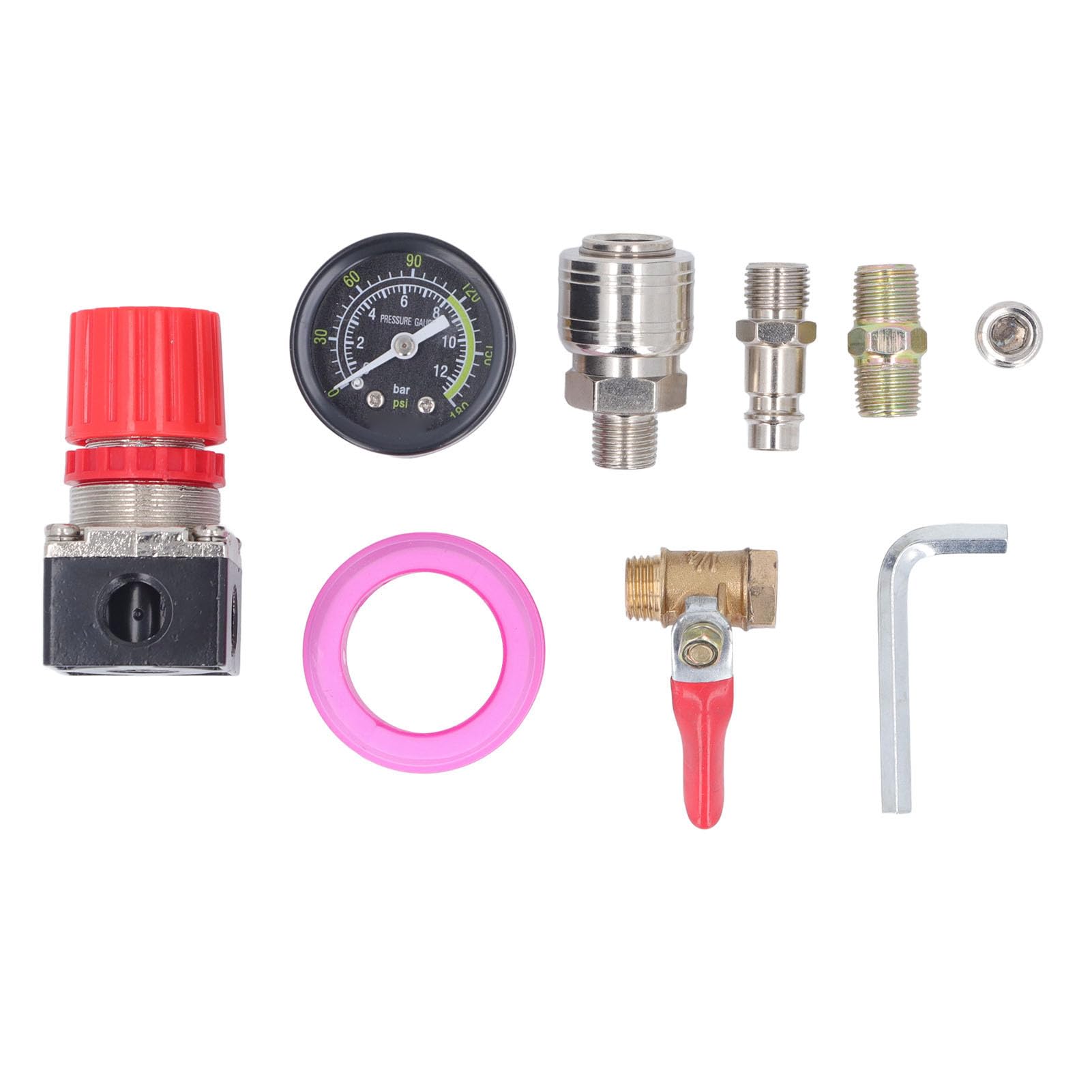 Régulateur de Compresseur d'air, Réglage Précis Réglable 0 à 180 PSI (Robinet à tournant sphérique de 1/4 pouce)
