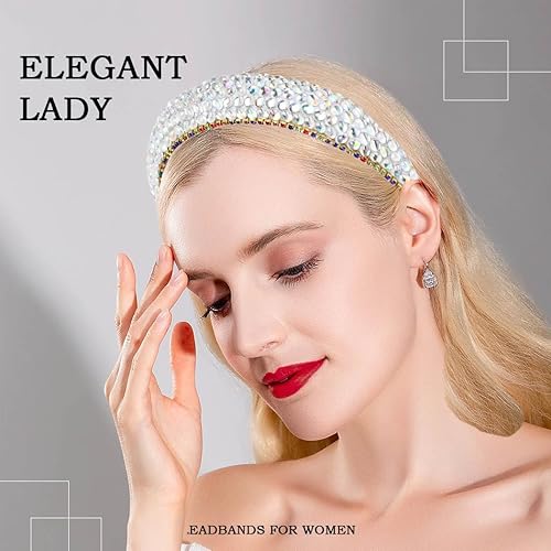 Vista 8 de Diademas barrocas anchas con diamantes de imitación con purpurina y lazos para el pelo con cuentas, bandas para la cabeza coloridas de cristal