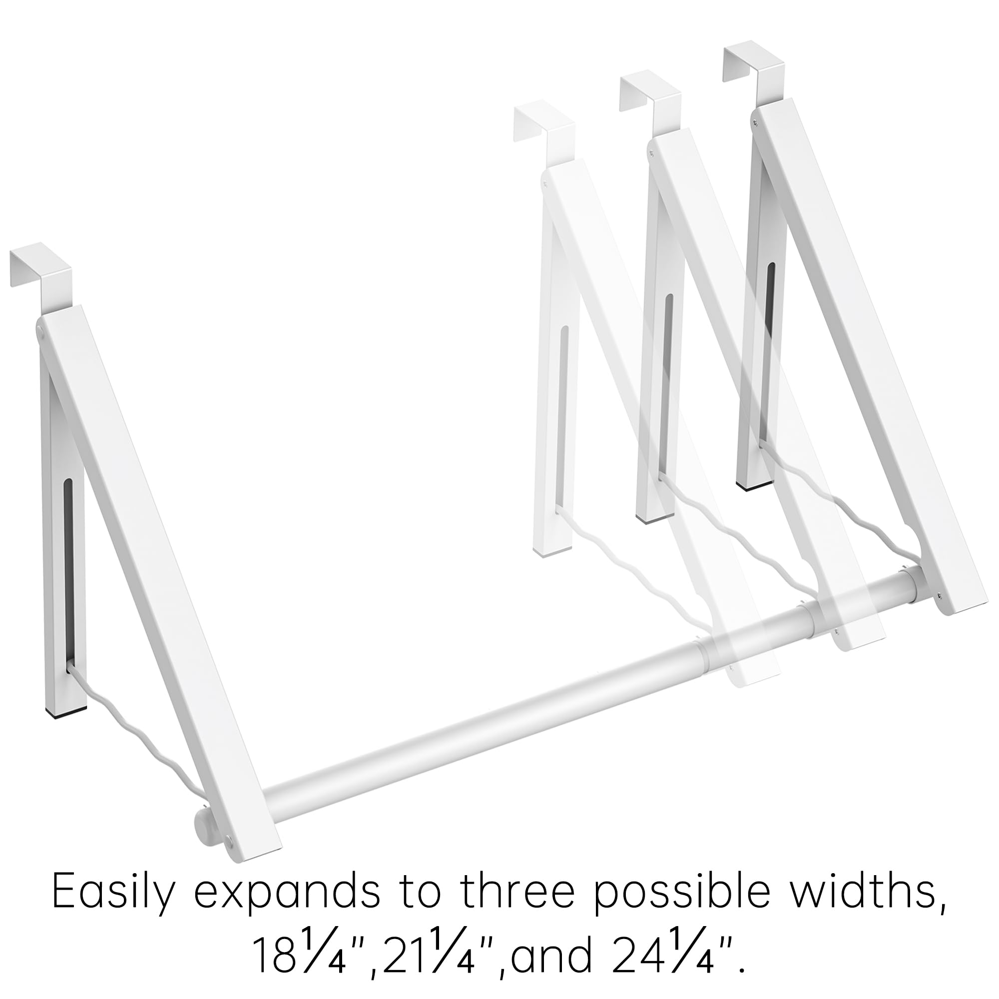 Hleelomi Over The Door Drying Racks for Laundry, Expandable Foldaway Clothes Rail, Suitable for Doors in Bedrooms, Dorms, and Bathrooms, White 2 Rack and A Rod
