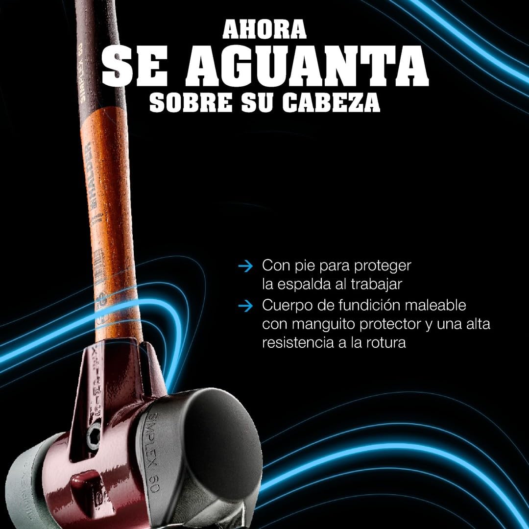Halder - Martillo de goma con base y carcasa de hierro maleable y mango de madera de, diámetro de 80 mm
