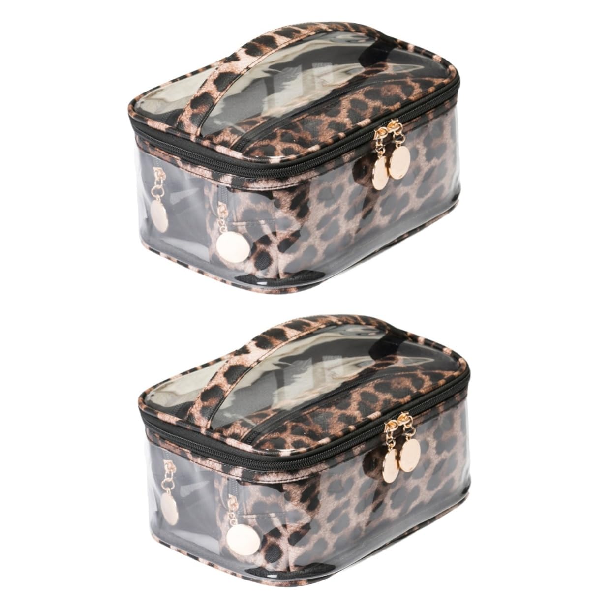 Beaupretty 6piezas Bolsa De Maquillaje Diseño De Leopardo Oscuro PVC Transparente Multiusos y Gran Capacidad para Cosméticos y Accesorios De Viaje