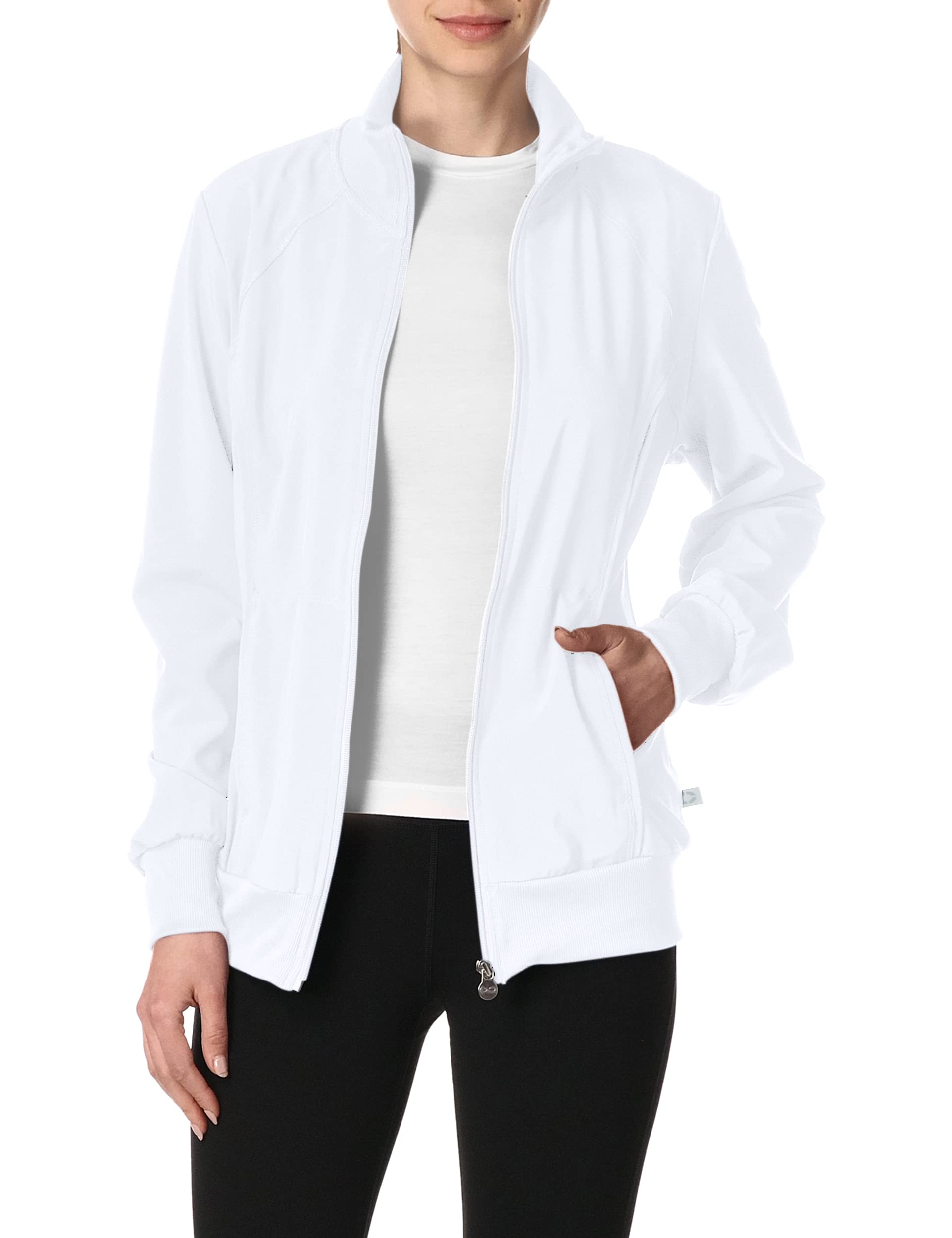 Infinity Cherokee Women's Zip Front Warm-up Jacket, White, Small
