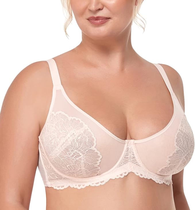 HSIA Minimizer Bra for Women Full Coverage Lace Plus Size Compression