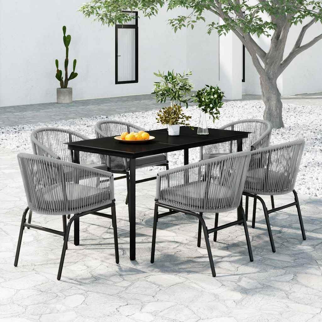 Stal malowana proszkowo Rattan PVC Szary zestaw 140 cm