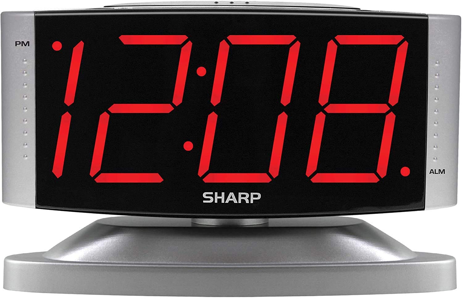 Sharp Home LED Digital Alarm Clock Swivel Base - Outlet Powered Simple Operation Alarm Snooze Brightness Dimmer Big