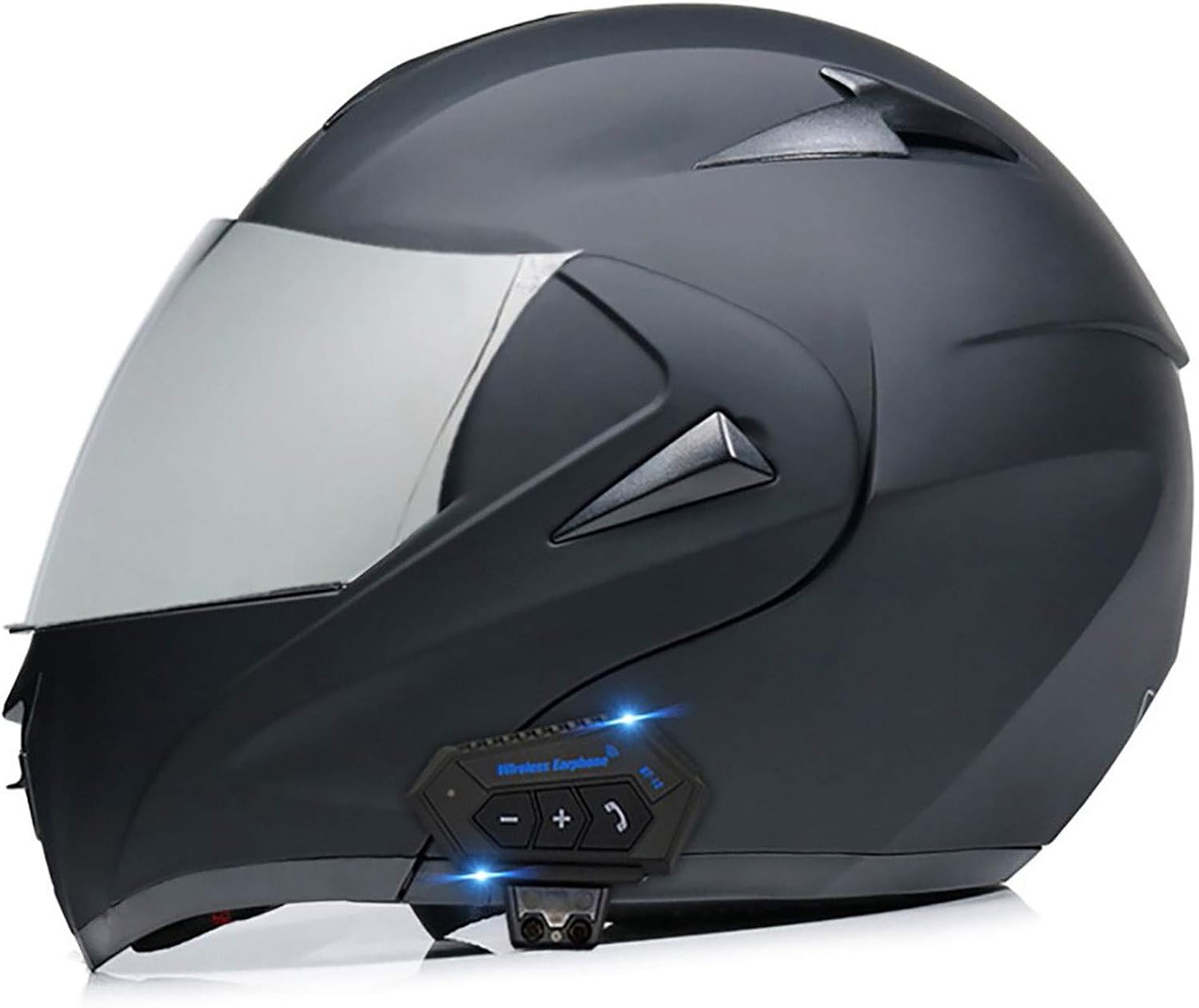 Motorcycle Bluetooth Helmets,Full Face Flip Up Dual Visors Modular Helmets,DOT Approved Helmet,Men and Women Built-in Mp3 FM Integrated Intercom Communication System 8, L=(59~60CM)