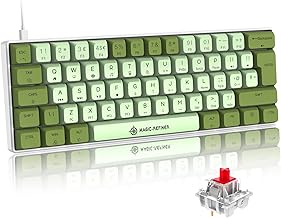 Small Mechanical Gaming Keyboard Type-c Wired with PBT Dye-subbed Keycaps Rainbow RGB Backlit 60% Layout Full Anti-Ghosting 62 Key Ergonomic for Typist Laptop PC Mac Gamer (Green Mix/Red Switch)