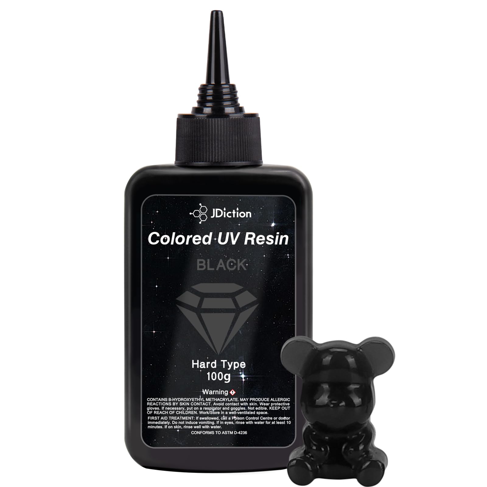 JDiction UV Resin Black, 100g Colored UV Resin Odorless and Hard UV Resin Kit for Jewelry Making, Colored Resin Casting and Coating, Crafts and Decoration