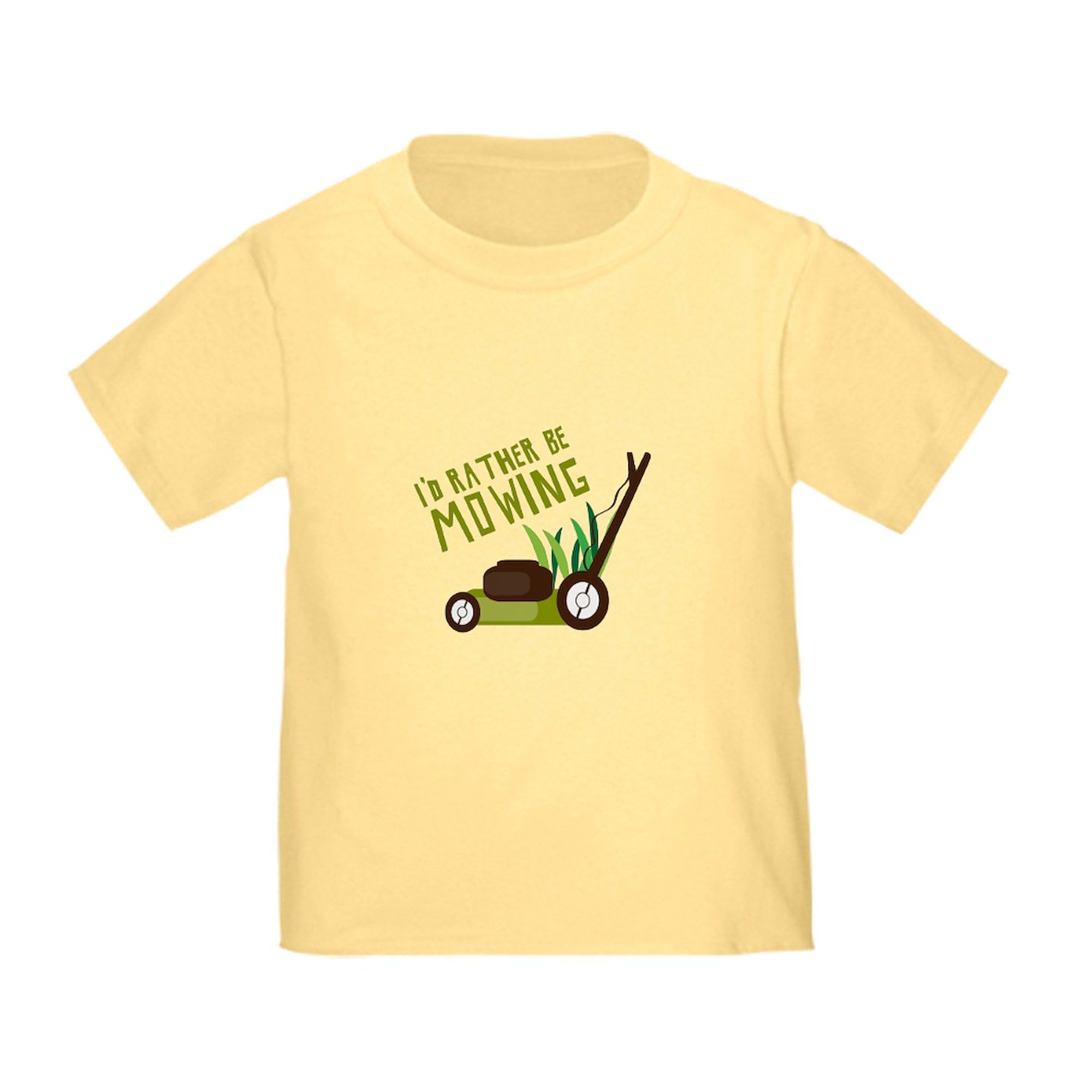 CafePress Rather Be Mowing T Shirt Toddler Graphic Tee, 100% Cotton Daffodil Yellow