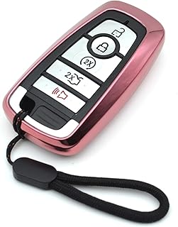 MECHCOS Compatible con Ford Edge Mustang Explorer Bronco Escape Expedition Maverick F-150 Lightning F-250 F-350 F-450 F-550 Super Duty F-650 F-750 Rosa TPU Funda para llavero