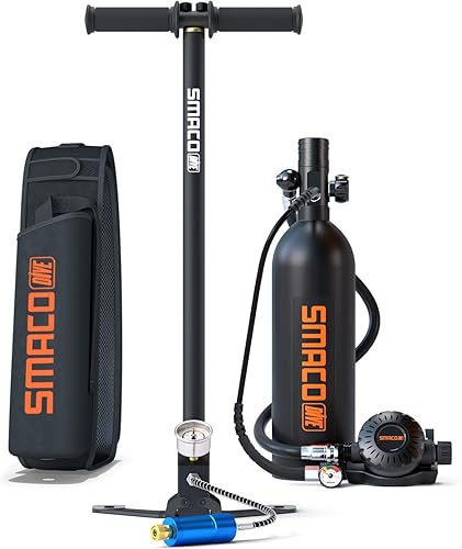 Miniatura 8 de SMACO Equipo de buceo para buceador de 1 litro mini tanque de buceo con 15-20 minutos pequeño kit de tanque de buceo de emergencia para exploración