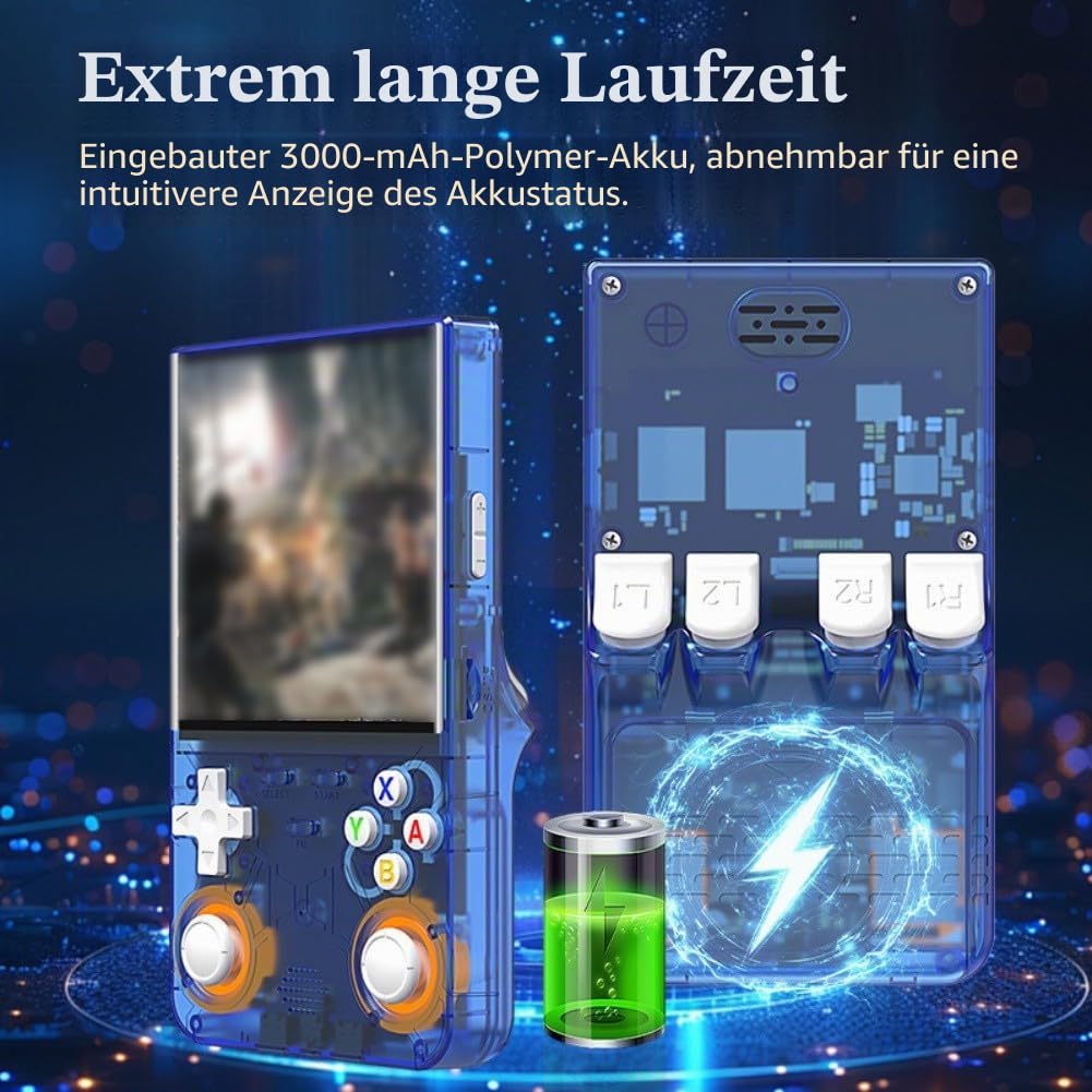 R36 Ultra 128 GB Handkonsole mit 10,2 cm (4 Zoll) HD-Bildschirm, entworfen für Retro-Spielesammlung und -spielen, Schwarz