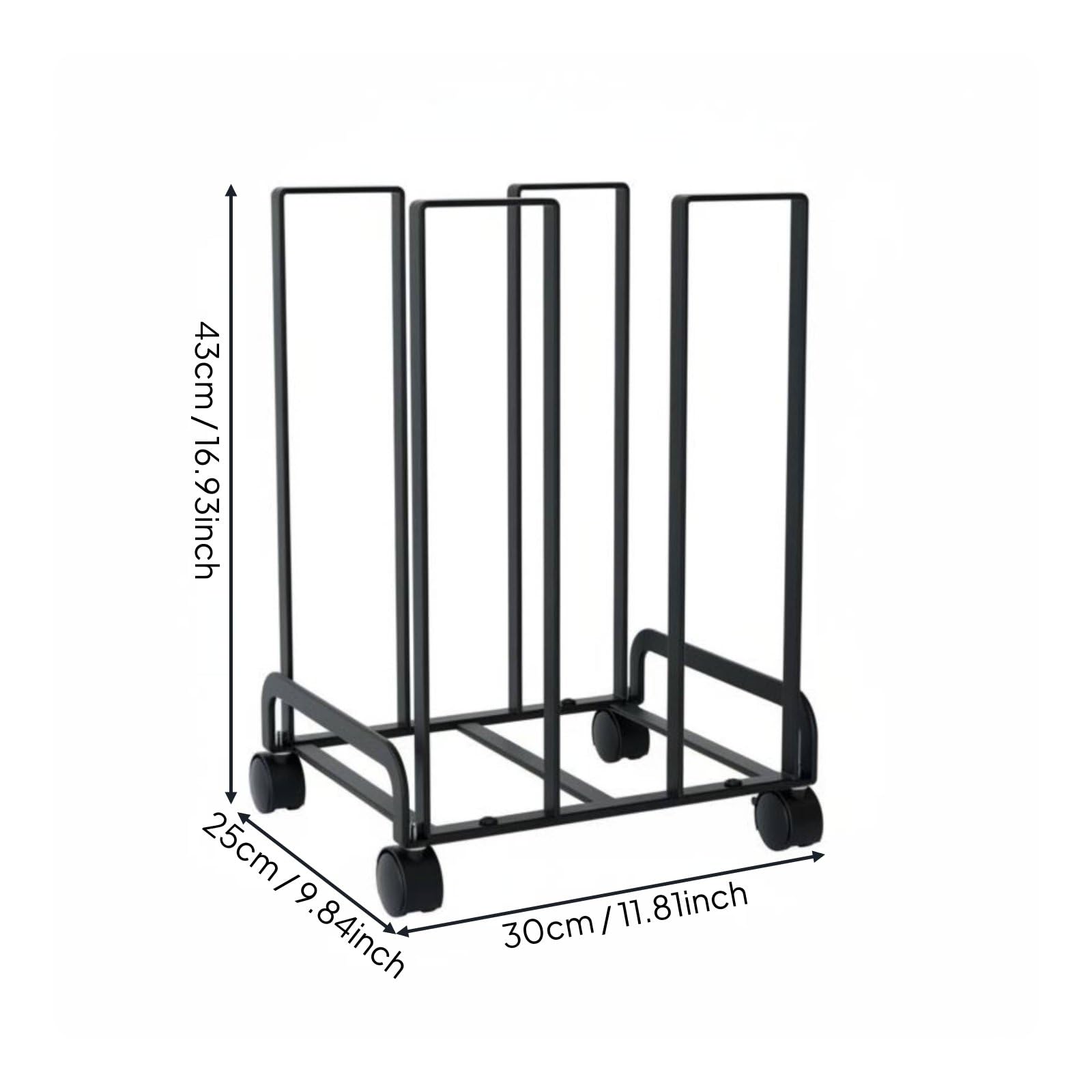 Harilla Carrello Porta Cartoni Scaffale Supporto Organizzatore Ripiano Struttura in Acciaio al Carbonio Antiflesso con Ruote a Rotazione Completa per Mobilità, Nero