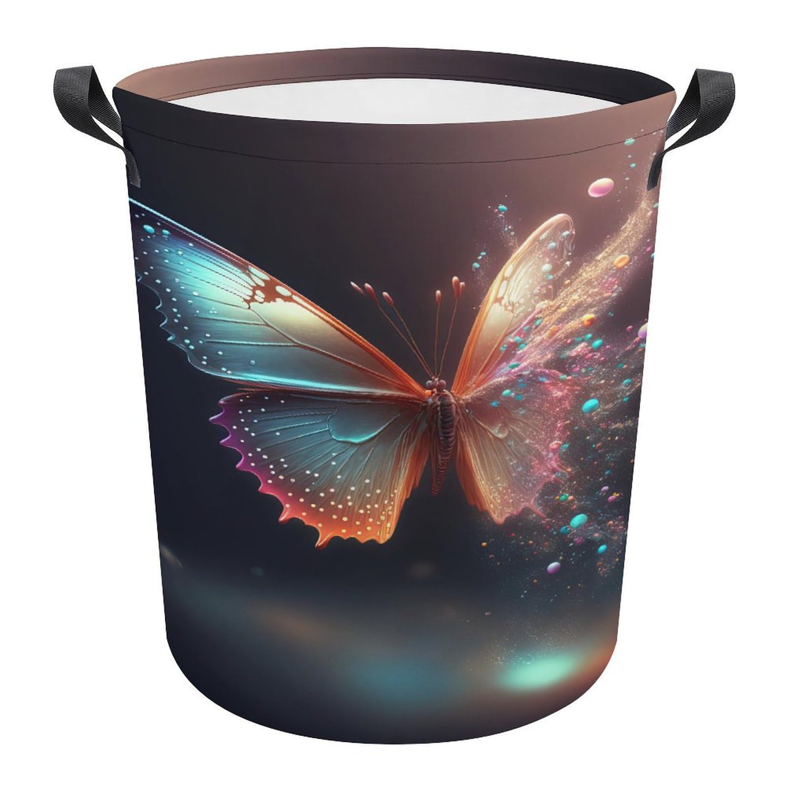 Cubo ropa sucia almacenaje de mariposas románticas decorativo para dormitorio y colegio 34x42