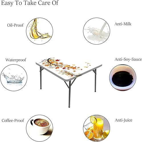 Miniatura 6 de Mantel cuadrado elástico de otoño, ramas de árbol de otoño dobladas con remolino con mantel elástico de color, se adapta a mesas de 36 x 36