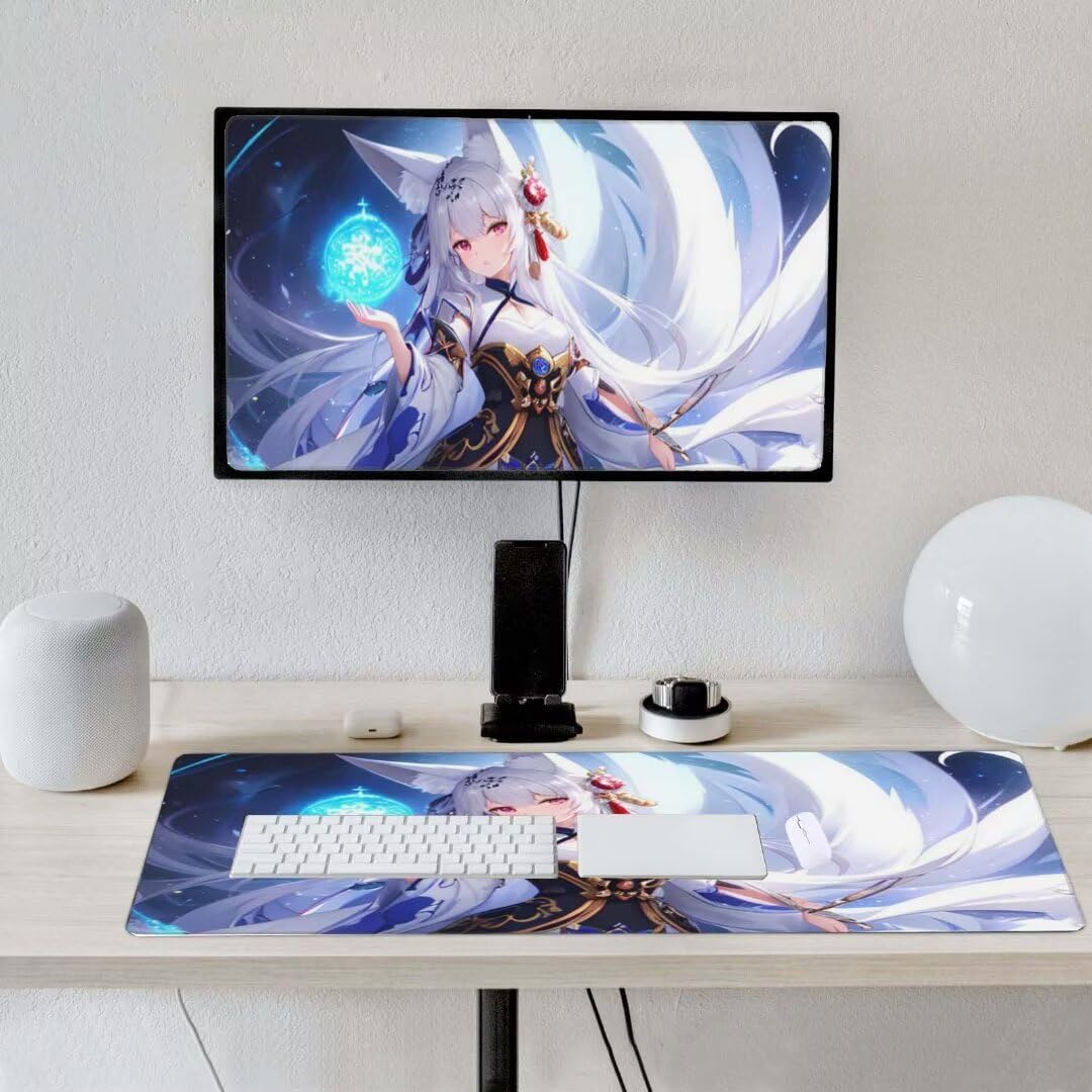 Gaming Mauspad Anime Girl Mauspad, Mousepad XXL 1400x600 mm, Mauspad Gaming Zubehör mit Anti Rutsch Basis Mouse Pad Wasserdicht und Langlebig Gaming Zubehör für Home Office Zimmer Deko S-2834