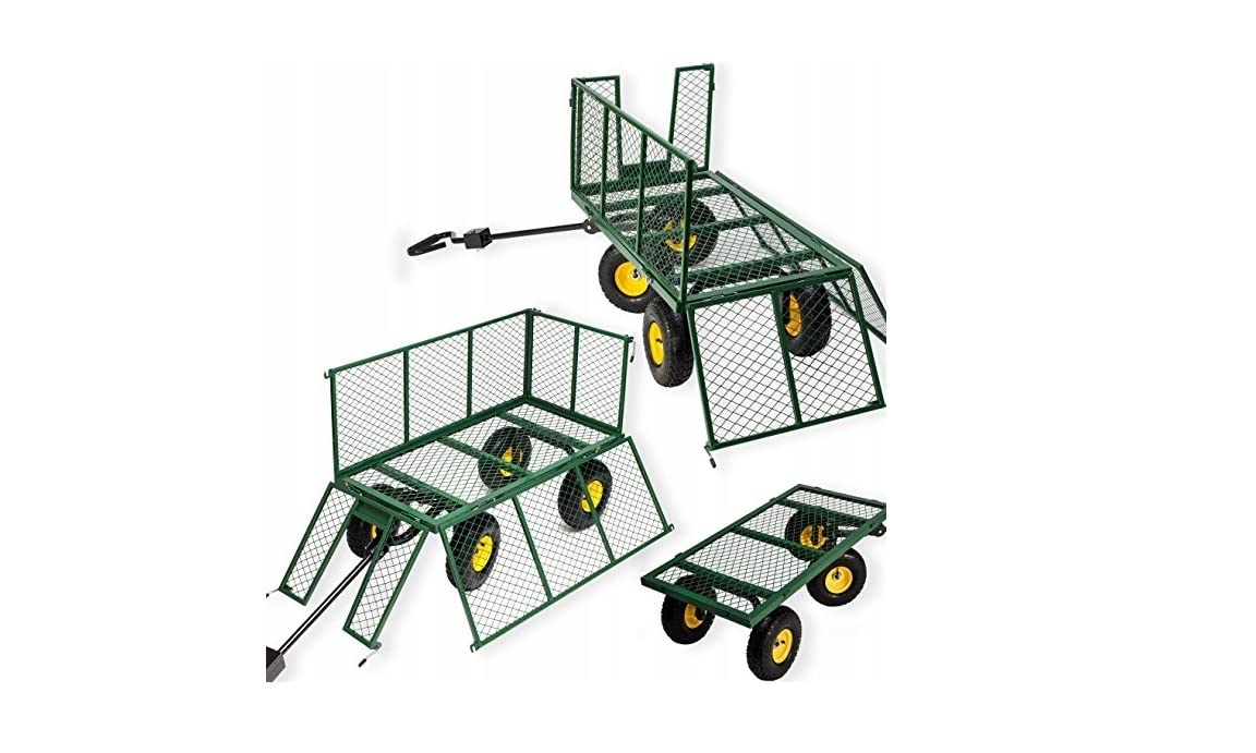 BDW Multifunktionaler großer Gartenwagen, Anhänger bis 500 kg, belastbar Handwagen, Transportwagen Karre, Grün, One Size