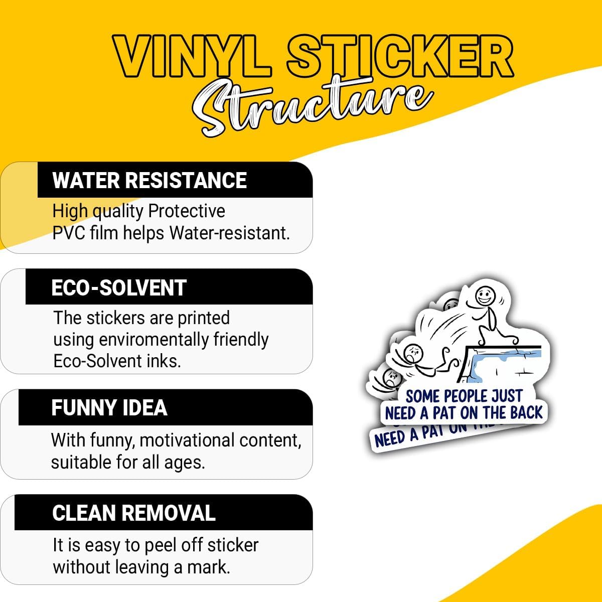 (3pcs-3in) Some People Need A Pat On The Back Sticker Funny Quote Stickers image 2