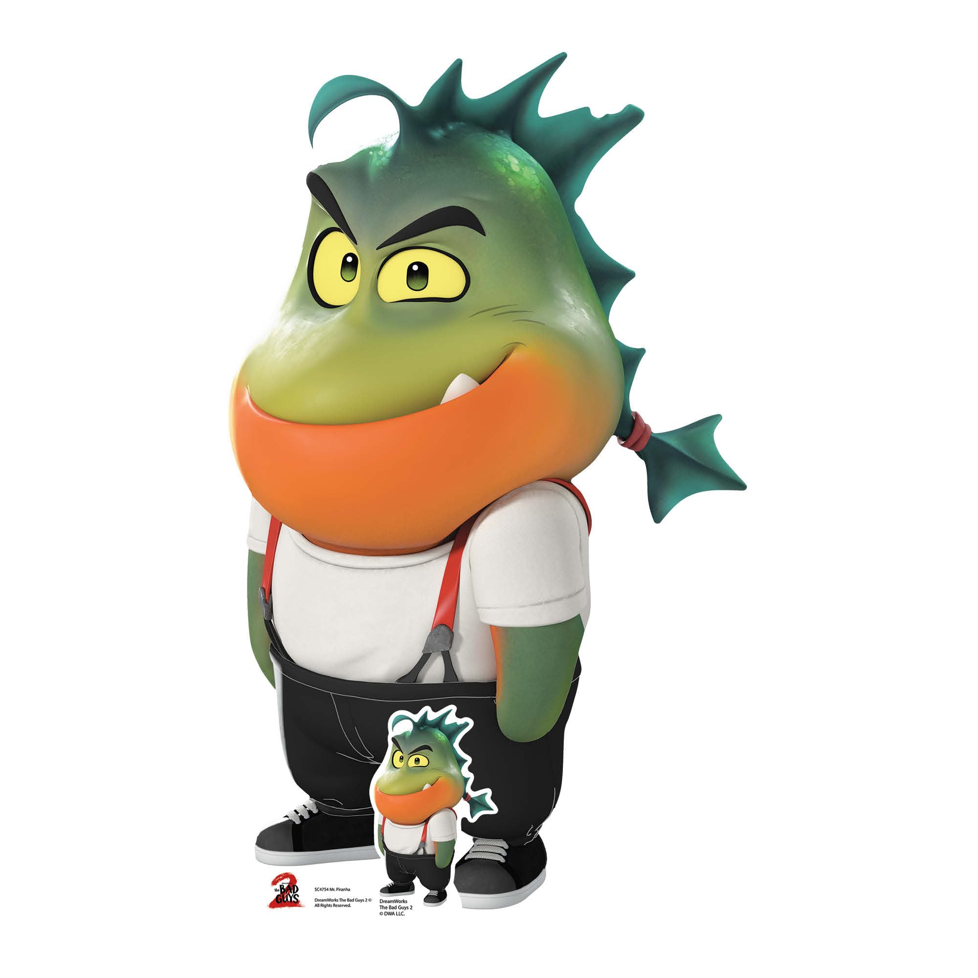 Figura de cartón de Mr. Piranha The Bad Guys 2 de 83 cm para decoración de cuartos