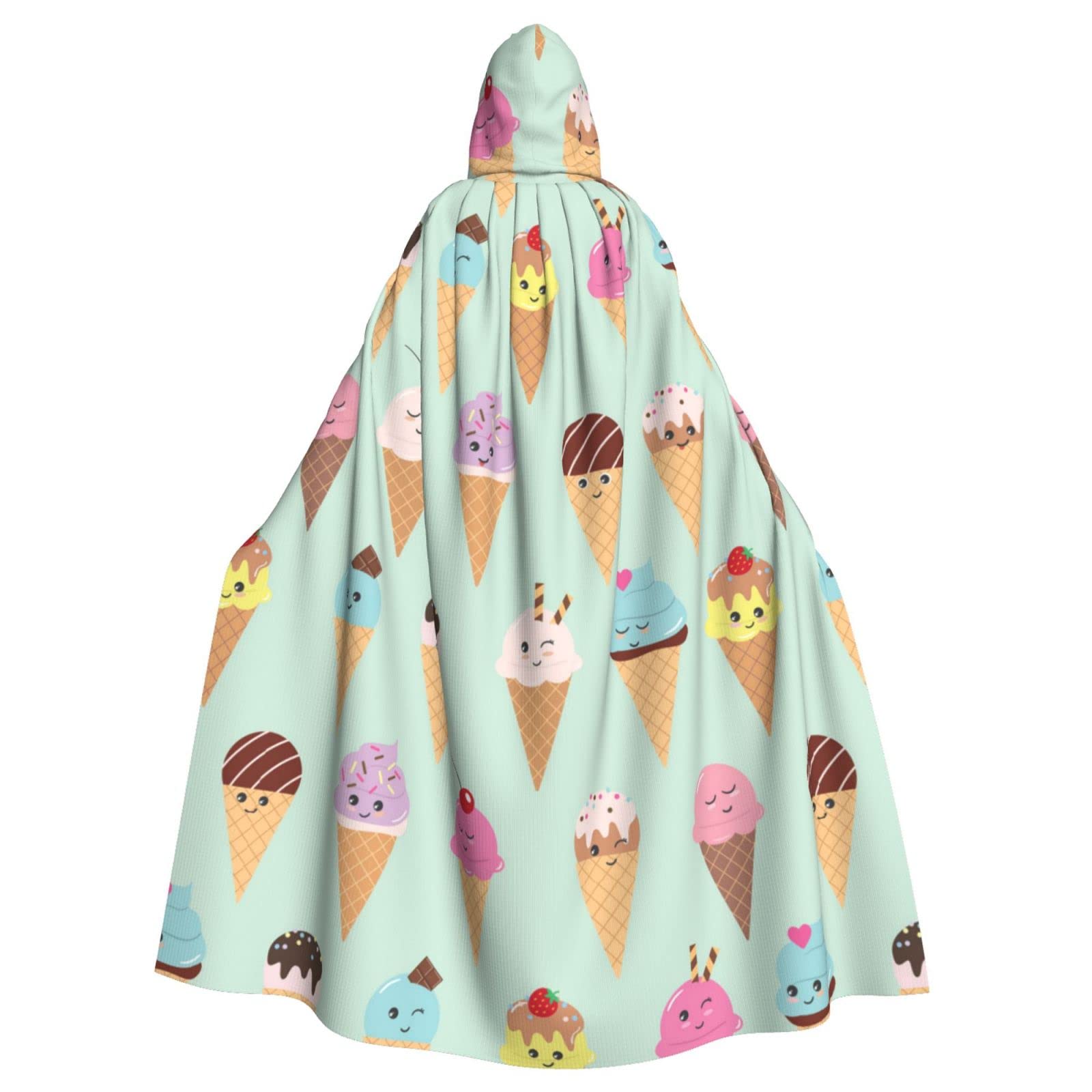 Ice Cream Cones Unisex Hooded Halloween Cloak Cosplay Halloween Christmas Fancy Dress Costumes For Adults