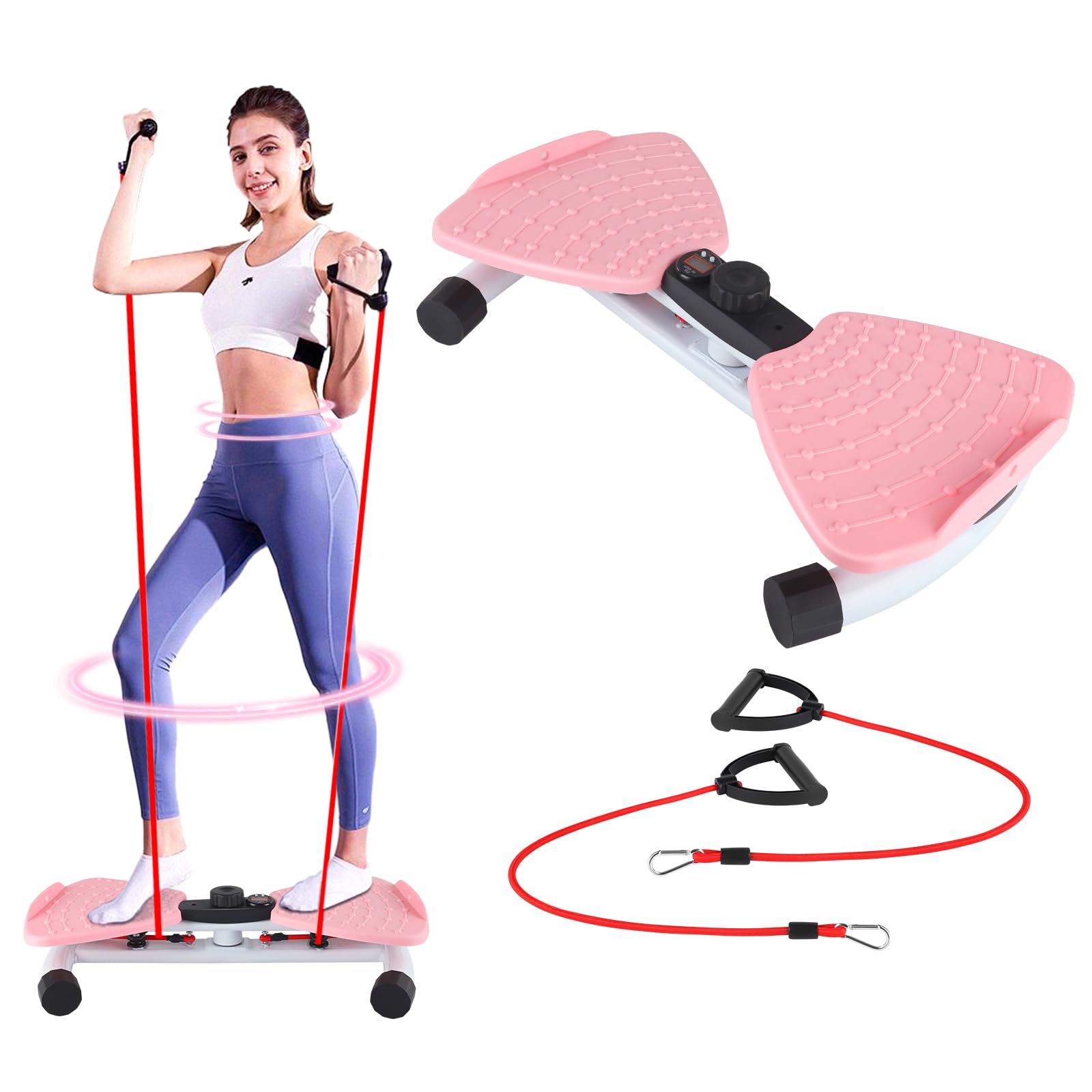 Waist Twisting Disc, Exercise Twist Boards, Waist Sculptor Ab Twister Machine with Resistance Bands & Counter, Non-slip Balance Board, Core Workouts, Weight Loss,Fitness Plate Home Equipment for Women