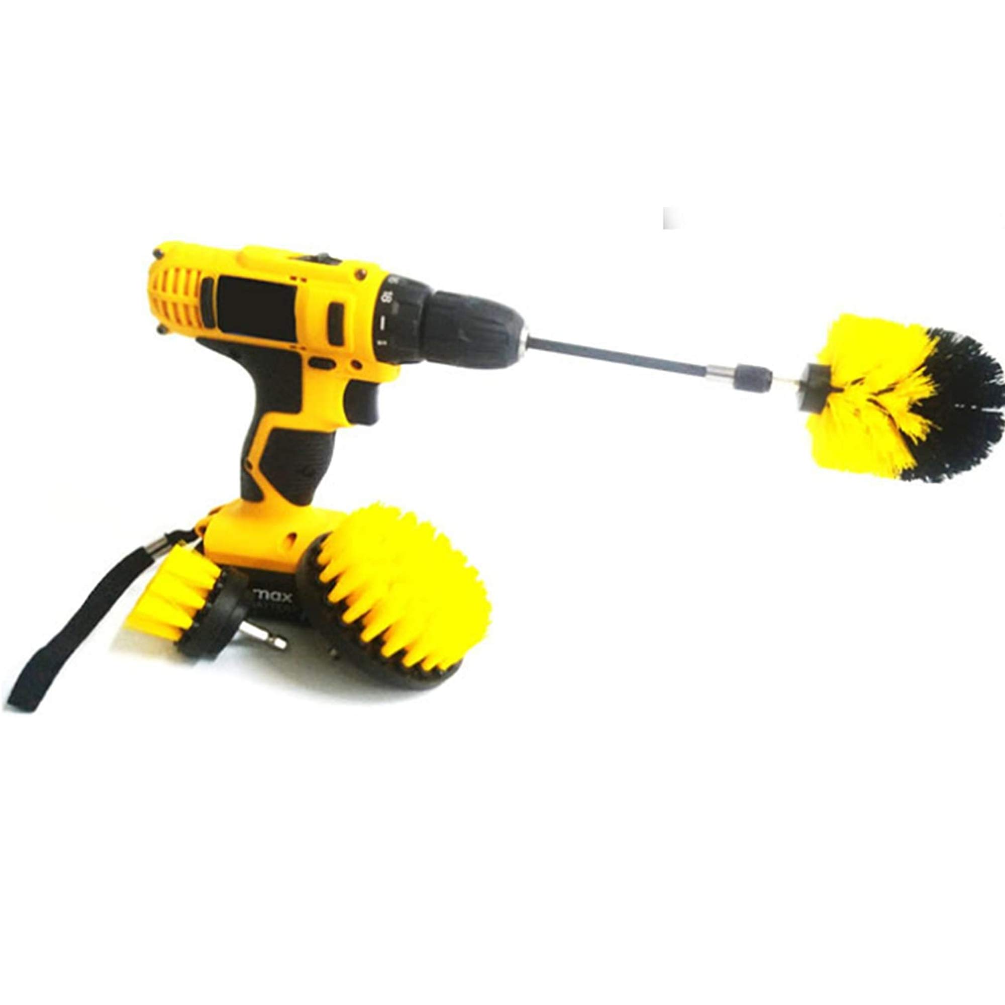 4 Piece Nylon Cleaning Brush Kit with 6in Extender. Drill Bit Attachment Brushes for All General Purpose Cleaning and Scrubbing!