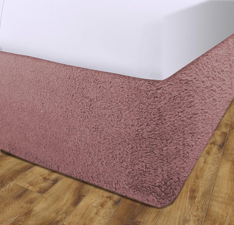 John Aird Teddy Fleece Elasticated Divan Bed Valance (Pink, Double) โ image 1