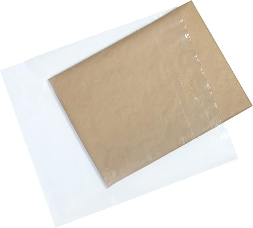 InfinitePack - 100 bolsas de mercancía transparentes sin imprimir con asas troqueladas, bolsas de plástico reutilizables para ferias comerciales,