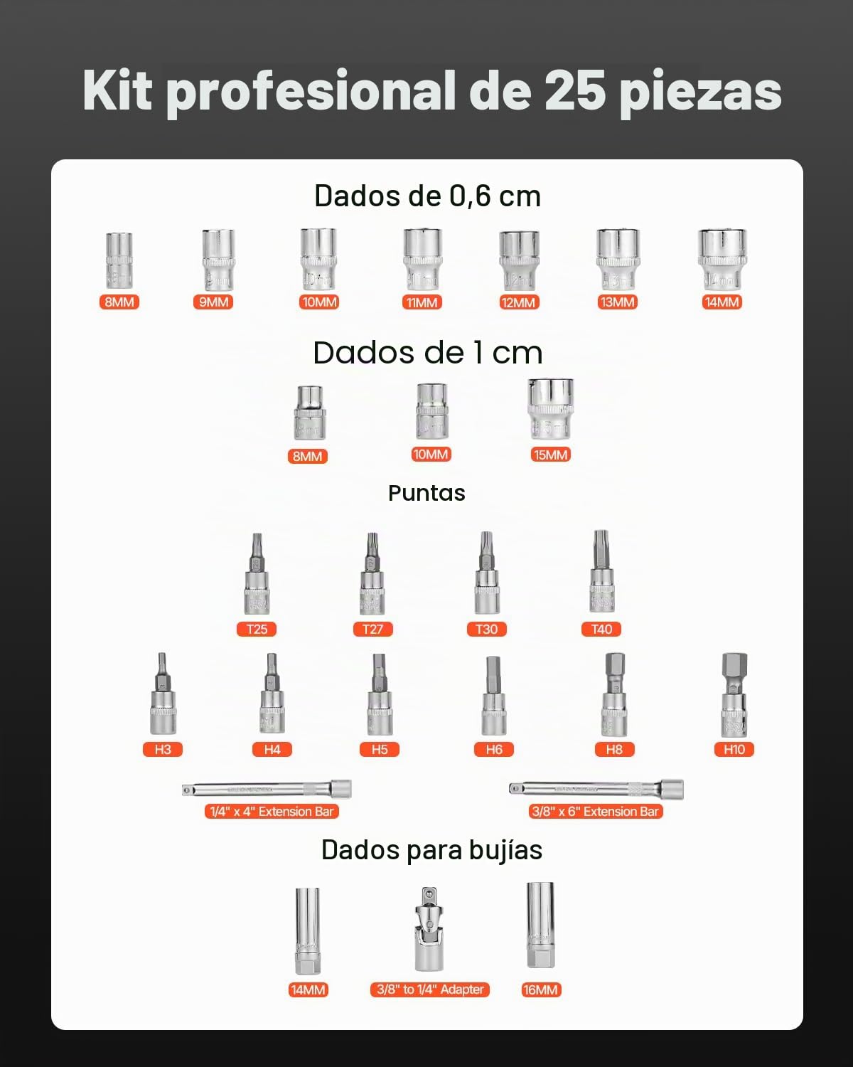 VEVOR Juego de Llaves Dinamométricas de Clic Accionamiento de 3/8" 5-60 Nm Bidireccional 72 Dientes con Vasos, Puntas, Barra de Extensión, Vasos para Bujías y Adaptador para Reparación de Coches