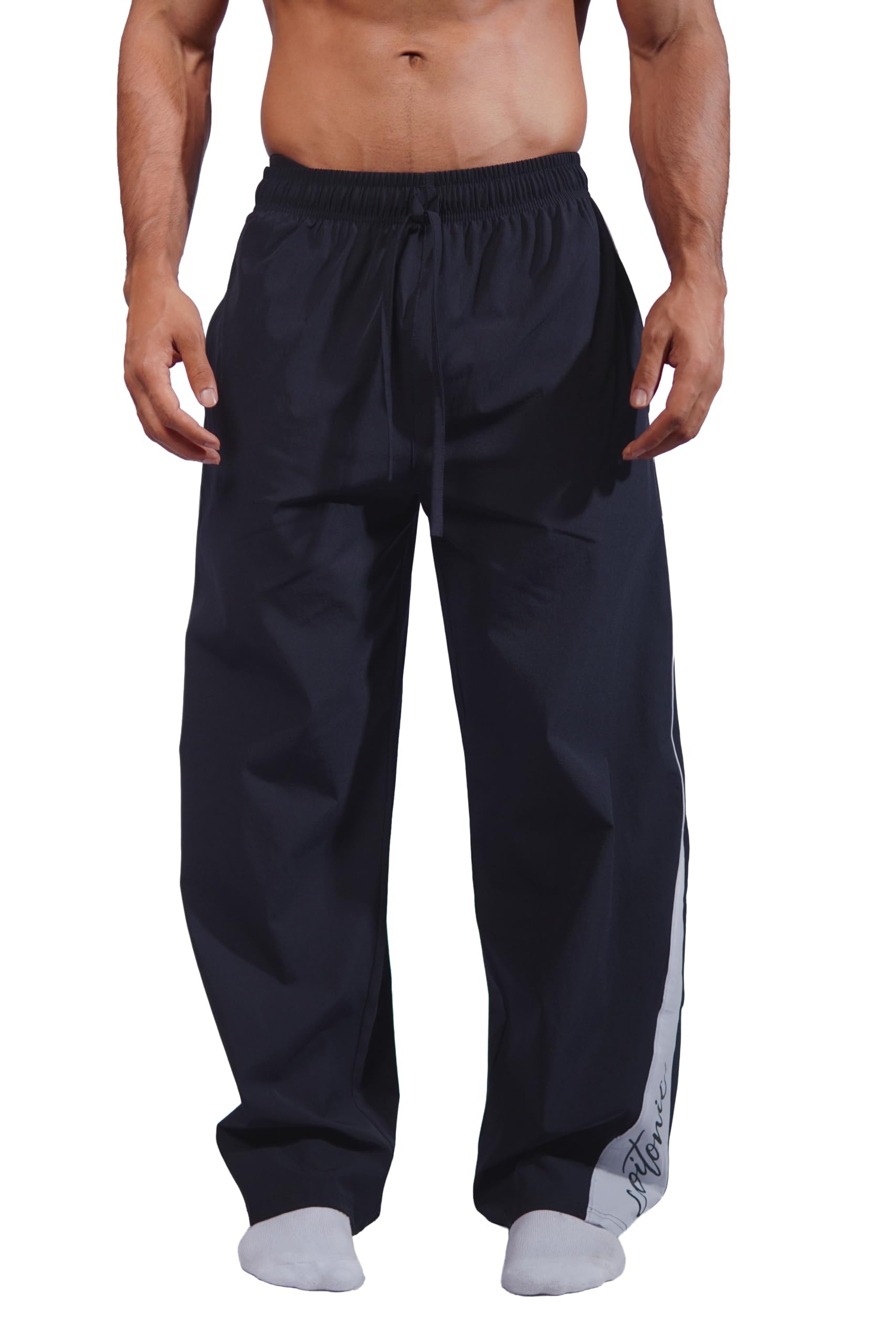 coitonic Motion Air Loose-Fit Track Pant | Oversized Travel, Gym, Sports and Running Jogger | Men's Baggy Trackpant | Comfortable Lounge and Streetwear Black Trouser Pant-picture-3