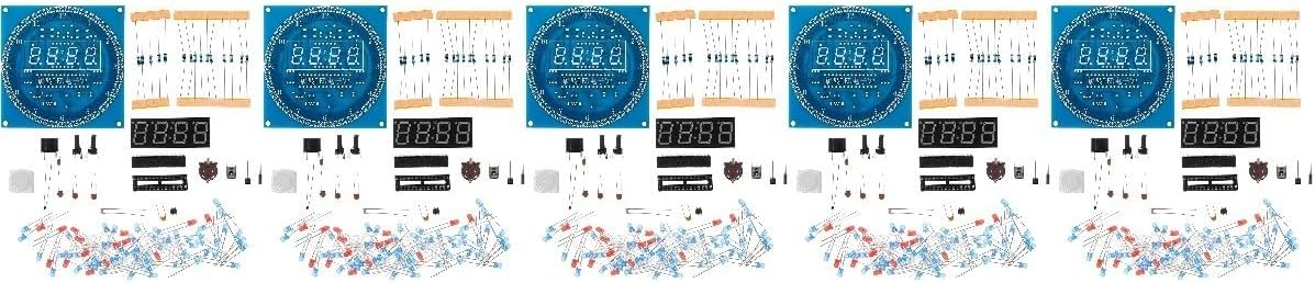ULTECHNOVO 5sets DIY Electronic Clock Kit Digital LED Alarm Clock for Learning Electronics Soldering Practice Home Desk Decor