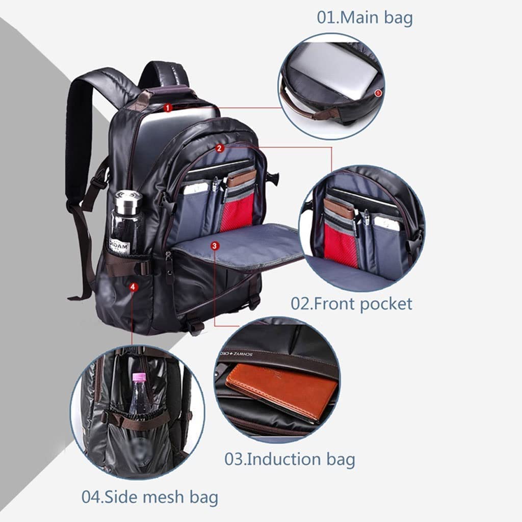 Mochilas Grandes De Cuero Para Hombres Y Mujeres Mochilas De Cuero Para Computadora Portátil Mochila Retro De 15.6 Pulgadas Mochila De Trabajo/Negocios