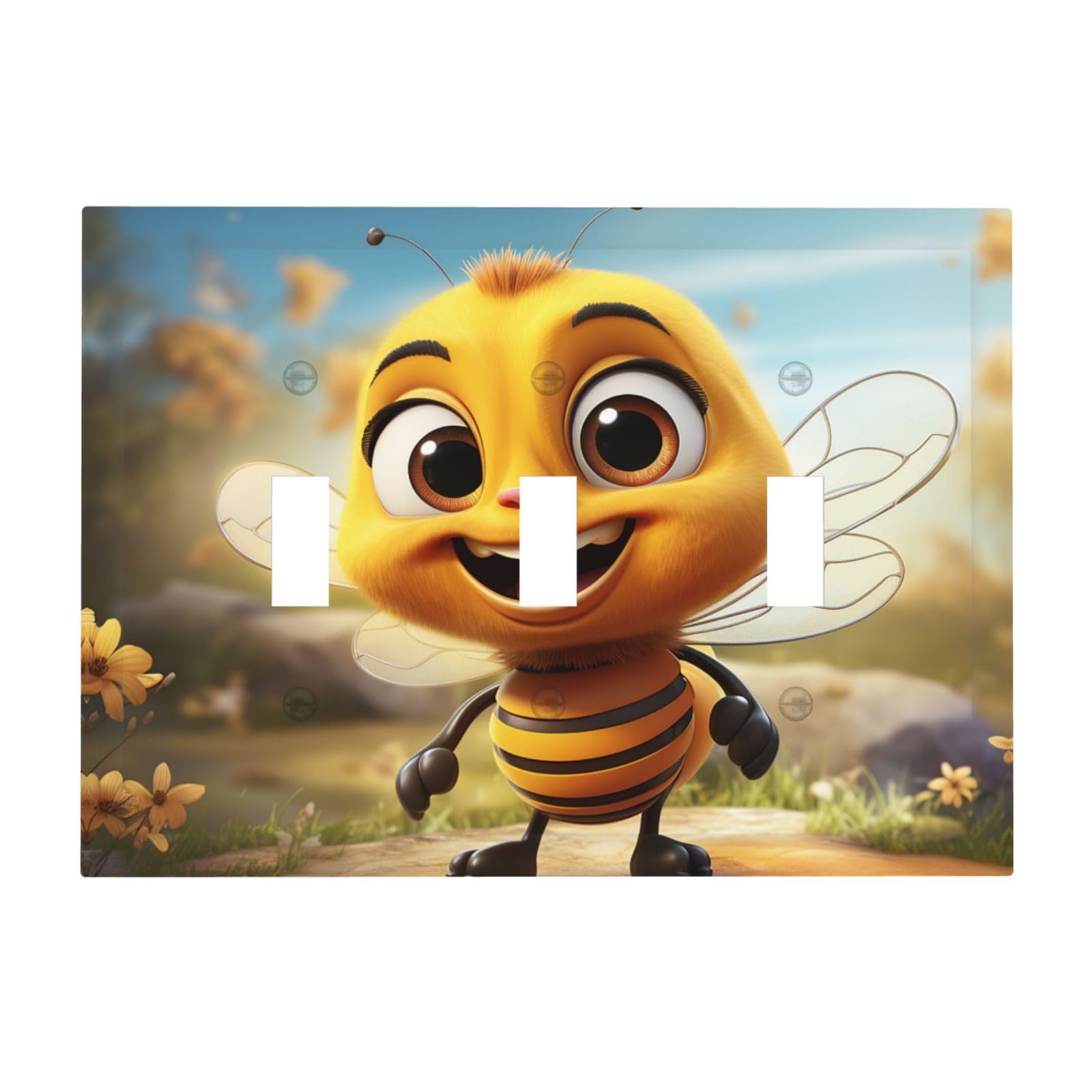 Decorator Light Switch Covers Bee Wall Plate 3-Gang Mid Size 6.7" x 4.8" Triple Toggle Switch Wallplate Decorative 3 Gang Wall Switch Plate Covers Polycarbonate Thermoplastic