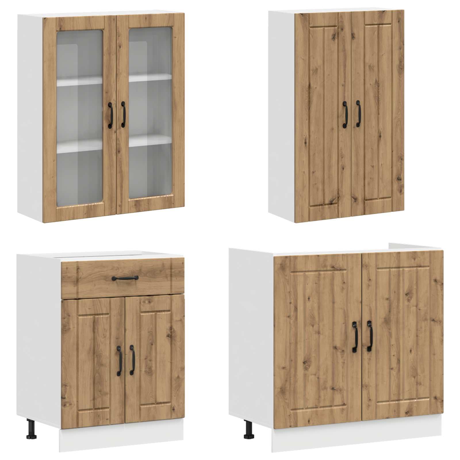 Unita Cucina LUCCA 4 Pezzi Rovere Artigianale Legno Ingegnerizzato