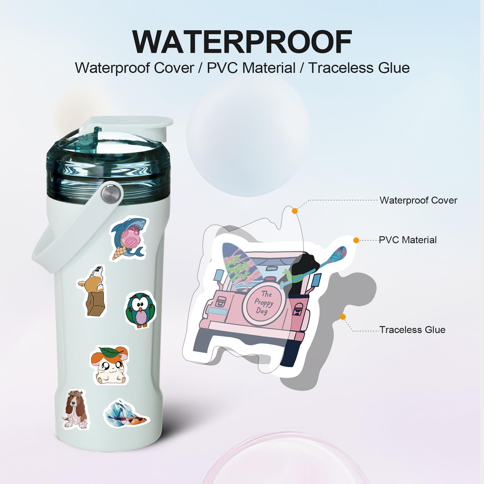 Arme 400Pcs Animal Stickers Pack, Cute Animal Stickers Waterproof, Pet Stickers for Toddlers Kids Teens Girls Boys, Colorful Vinyl Stickers for Water Bottles Computer Skateboad Phone Notebooks