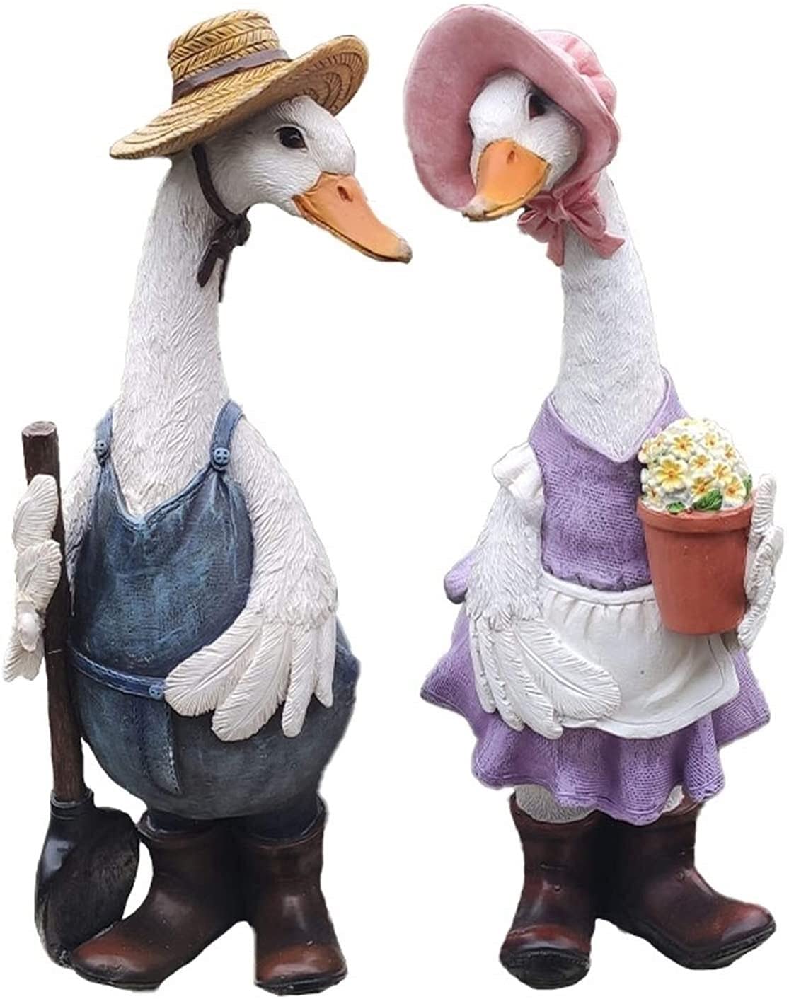 Statue d'extérieur de canard mignon en résine artisanale pour la décoration de jardin