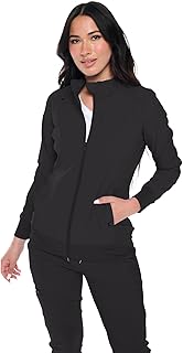 Womens Scrub Jacket Zippered Warm-up Jacket - Buy now