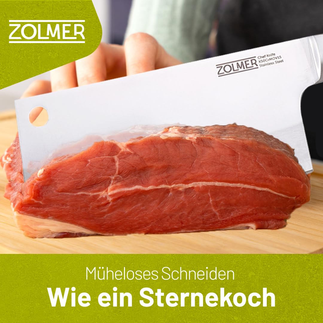 Hackmesser küche aus Edelstahl – Chinesisches Kochmesser für Fleisch & Knochen – Japanisches Profi Messer mit Holzgriff – Robustes Küchenbeil für Profis & Hobbyköche