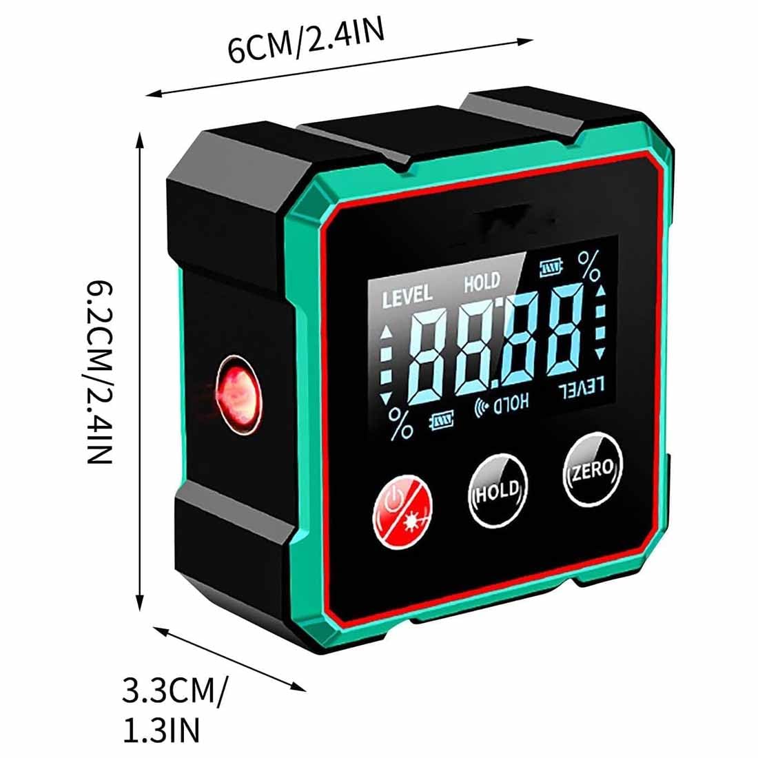 Vérificateur d'angle numérique magnétique avec laser électronique, boîte de niveau numérique de chargement USB, détecteur d'angle numérique avec laser (Black)