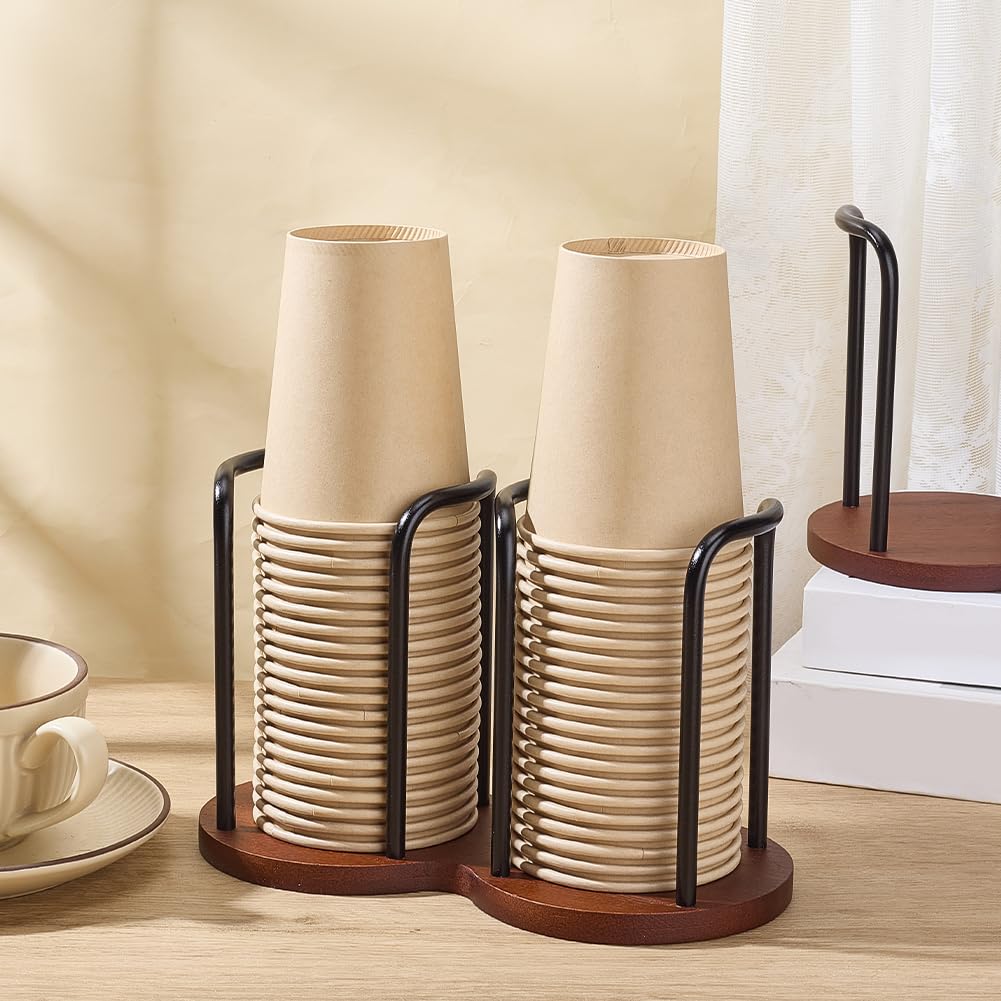 UNICRAFTALE Confezione da 2 portabicchieri organizer in noce nero, tazze da caffè per bagno, per feste di famiglia, feste, bar, cucina e bagno 10,7 x 20,8 x 13,2 cm
